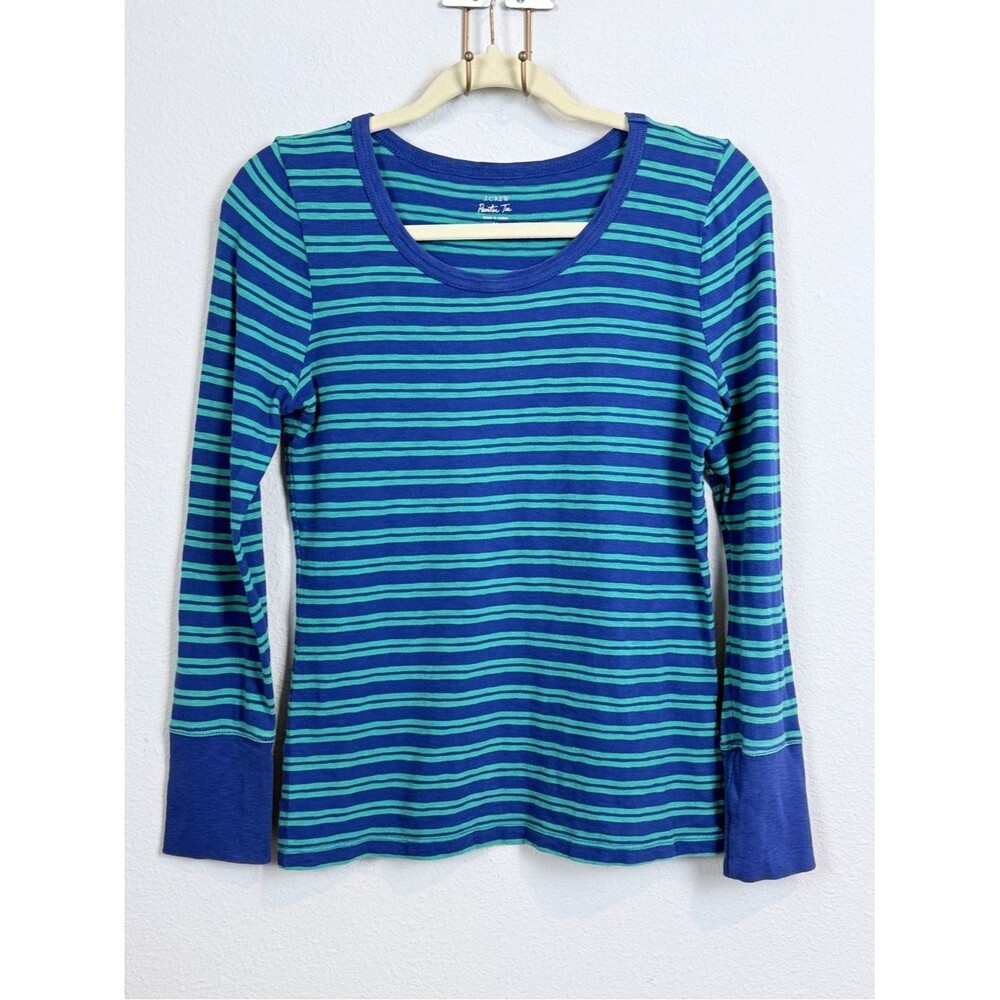 J. Crew Painter Tee Long Sleeve Blue & Green Striped M